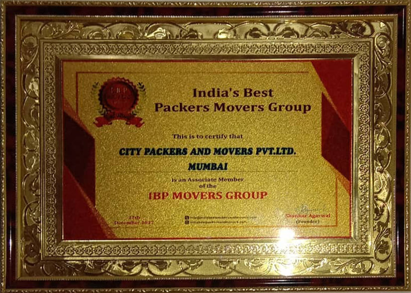 City Packers and  Movers Certification